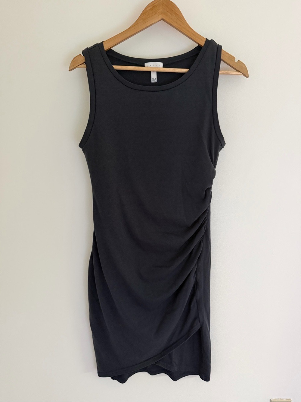 Minimalist Quiet Luxury Ruched Midi Dress | Leith Medium Charcoal